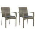 thumbnail image 2 of vidaXL 3 Piece Garden Dining Set with Cushions Black and Grey Poly Rattan, 2 of 5