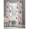 thumbnail image 4 of Farmhouse Flower Sheer Curtains for Living Room Bedroom, Light-filtering Sheer Curtain, Country Rose Red Floral Leaf Texture Rod Pocket Voile Window Treatment Drapes, 52’’Wx96’’L, 2 Panels Set, 4 of 7