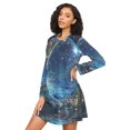 thumbnail image 3 of FORMRS Womens Long Sleeve Nightgowns Crew Neck Sleep Shirt Soft Pajamas Sizes S-3XL, Floral Occean, 3 of 8