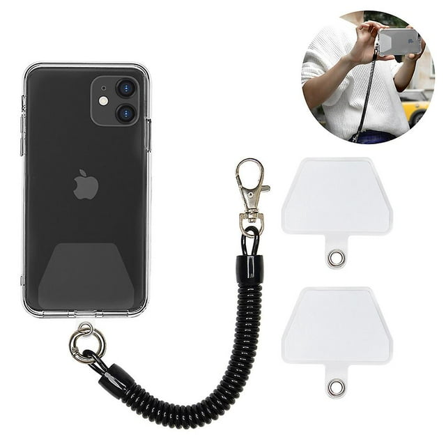 Cordón de amarre para teléfono celular con parche, muñequera universal para teléfono inteligente, que incluye 1 cordón de cadena para teléfono y 2 lengüetas para amarrar teléfono. TUNC Sencillez