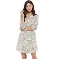 thumbnail image 2 of INSPIRE CHIC Women's V Neck Floral 3/4 Sleeves Side Pockets Button Dress, 2 of 6