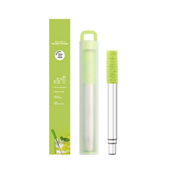Eco-Friendly Stainless Steel Reusable Travel-Friendly Straw with Brush and Compact Case