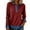 Wine, variant on Women's Waffle Knit Pullover, Denim Collar Button Front V Neck Top, Casual Long Sleeve Loose Fit Shirt for Spring, Daily Wear and Relaxed Outfits Coffee L