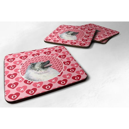 

Carolines Treasures SS4488FC Keeshond Hearts Love and Valentines Day Portrait Foam Coaster Set of 4 3 1/2 x 3 1/2