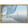 thumbnail image 3 of PixonSign Framed Canvas Print Wall Art Sailboat with Boats on Horizon Marine Life Waterfall Photography Realism Nautical Scenic Colorful Blue for Living Room, Bedroom, Office - 16"x24" Natural, 3 of 5