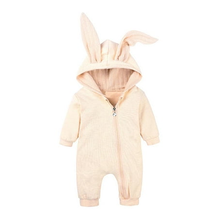 

SpringTTC Newborn Baby Girls Boys Rabbit Ear Hooded Romper Jumpsuit Bodysuit 3-6 Months