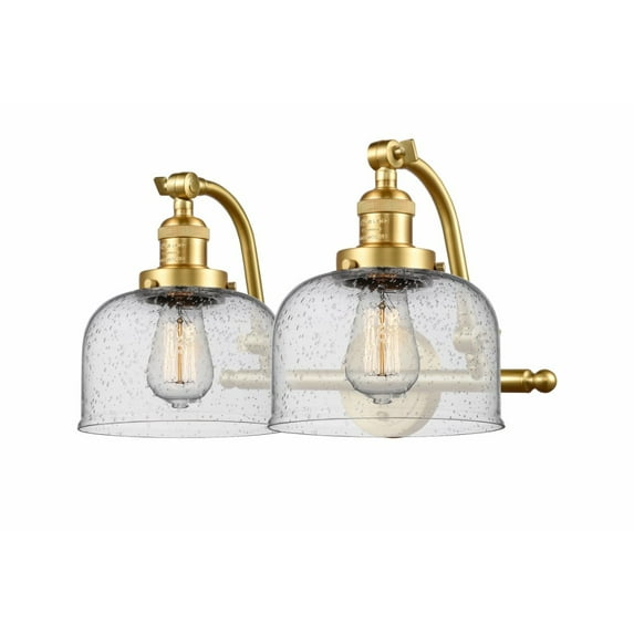 Innovations 515-2W-SG-G74 Large Bell 2 Light Bath Vanity Light part of the Franklin Restoration Collection, Satin Gold