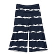 thumbnail image 5 of Women's Fold Over Capri Pants Y2K Low Rise Wide Leg Flowy Gaucho Pants Summer Striped Going Out Yoga Capris Navy S, 5 of 7