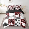 thumbnail image 2 of Feelyou Bear Deer Bedding Comforter Set 7pcs, Red Patchwork Plaid Queen Bedding Sets, 2 of 8