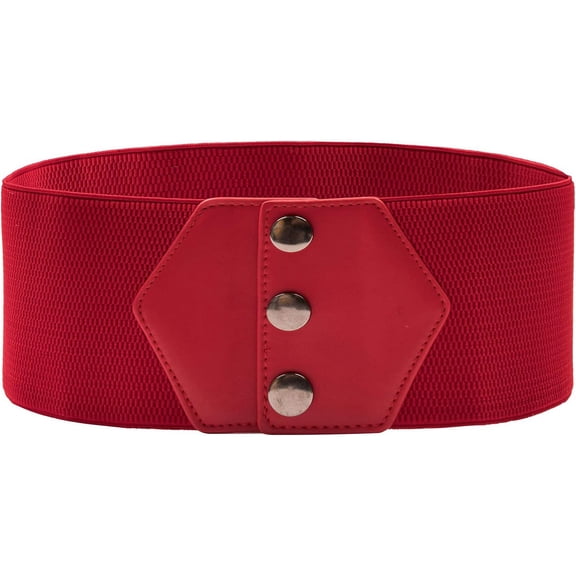 Women's Snap-Button Corset Belt Wide Elastic Belts for Dress Stretchy Waistband