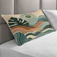 thumbnail image 2 of Ambesonne Monstera Quilted Pillowcover, Abstract Landscape Boho, 30" x 20", Evergreen Pale Seafoam, 2 of 2