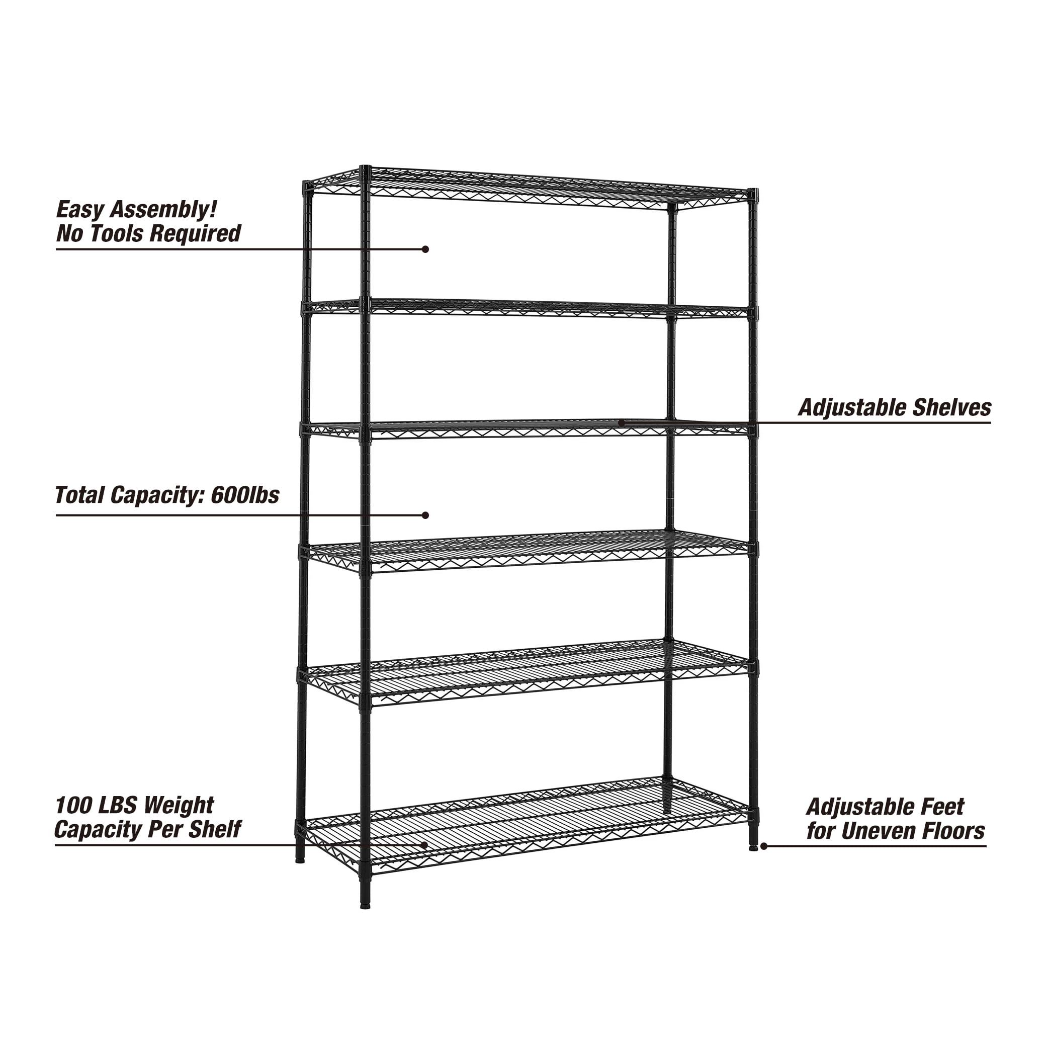 WorkPro 6-Tier Black Wire Shelving