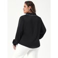 thumbnail image 4 of DARING DIVA Women's Plus Size Ruffle Long Sleeves Panper Pan Tops 1X Black, 4 of 6