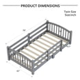 thumbnail image 2 of Harper & Bright Designs Twin Montessori Floor Bed with Safety Guardrails, Solid Wood Floor Bed with Fence for Girls and Boys Bedroom, Gray, 2 of 13