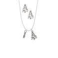 thumbnail image 2 of Delight Jewelry Silvertone Goalie Silver tone Zig Zag Christmas Tree Charm Necklace and Stud Earrings, 2 of 4