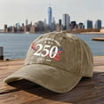 thumbnail image 4 of LNZGNM Unisex 250 Years Anniversary Hat Baseball Hat Washed Baseball Hat Stylish Adjustable USA Flag Golf Cap Camping Veterans Gifts,Khaki, 4 of 5