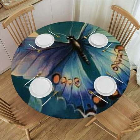 

Patifu Butterfly Flowers Crescent Round Table Cover Stain Resistant Washable Indoor Outdoor Tablecloth Kitchen Dining Wedding Parties 100% Polyester for Picnic Kitchen Farmhouse Table Cloth 31 -35
