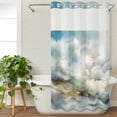 thumbnail image 3 of Blue White Ombre No Hook Shower Curtain Waterproof,Bathroom Curtains with Snap in Liners and See Through Top Window,Watercolor Cloud Geometric Abstract Art Hotel Bathtub Curtains Shower 36"Wx72"L, 3 of 8