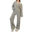 thumbnail image 5 of Lounge Sets for Women 2 Piece Sweater Sets Striped Long Sleeve Pullover Top Matching Set Fall Outfits Black S, 5 of 6