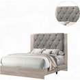 thumbnail image 6 of Cream Finish Gray Tufted 1pc Queen Size Bed Bedroom Furniture Made of Rubberwood, 6 of 11