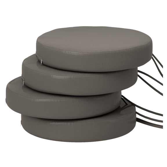 Patio Chair Cushions Set of 4, 15" Round Seat Cushions, Outdoor Dining Cushions, Machine Washable, 2.8" Thick, Dark Gray