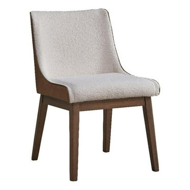 Pemberly Row 19" Velvet Side Chairs in White/Brown/Walnut (Set of 2)