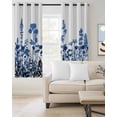 thumbnail image 2 of Blue Flowers Blackout Curtains, Light Blocking Print Window Curtains, Simple Spring Ombre Botanical Floral Thermal Insulated Window Drapes for Living Room Kitchen Cafe 2 Panels, 55"W x 39"L, 2 of 9
