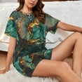 thumbnail image 4 of Sikiie Emerald Color Gold Marble Womens Pajama Sets Short Sleeve Top With Pants Sleepwear 2 Piece Lounge Set-Medium, 4 of 6