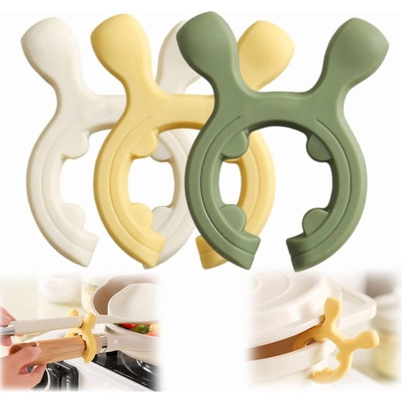 Multifunction Silicone Pot Handle Spatula Rack, 2026 Non-Slip Spoon Holder Stove Organizer Kitchen Gadgets, Steam Releaser,Utensil Anti Scalding Pot Clip for Cooking Accessories