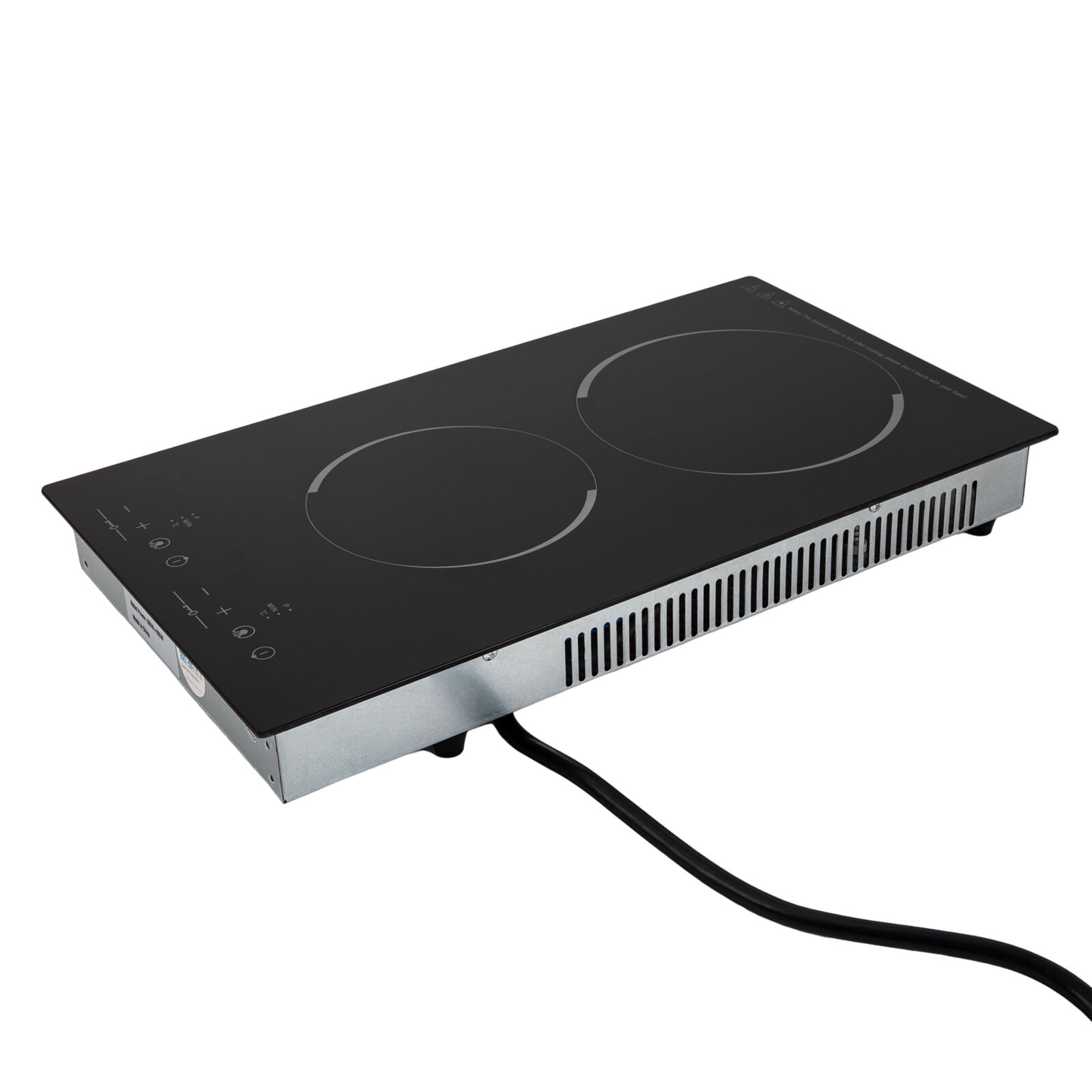 FOGGBET 110V Electric Stove Ceramic Cooktop Sensor Touch Control 2 Burners with Plug