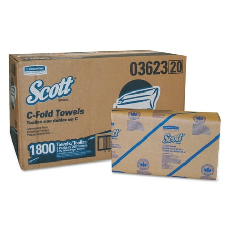 Scott Essential C-Fold Paper Towels (03623), Absorbency Pockets, White, 200 Towels per Pack, 9 Packs, 1,800 Towels per Convenience (Best Way To Fold A Towel)