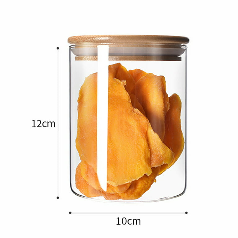 Glass Storage Jar Airtight Multipurpose 3 Layer Glass Food Jar 3 Tier Glass  Stacking Apothecary Jar for Nuts Kitchen Cupboard Shelf Cabinet Wood Lid 