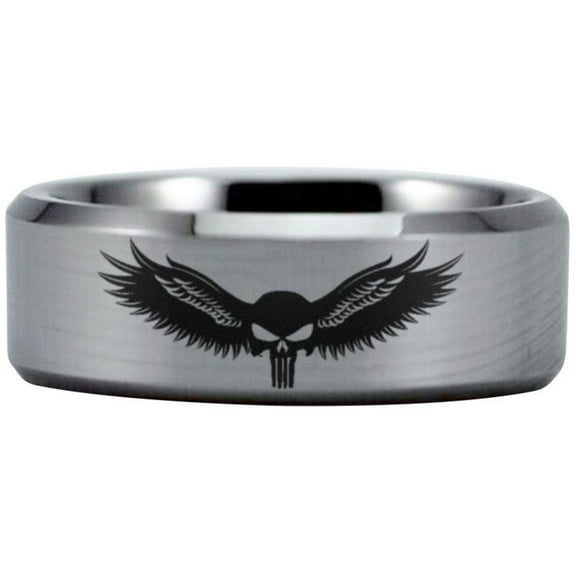 Silver Tungsten Air Hunter Ring