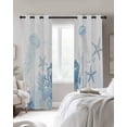 thumbnail image 3 of Light Blue Ocean Blackout Curtains for Bedroom Living Room, Seahorses Jellyfish Starfish Coastal 39 In Long Thermal Insulated Room Darkening Drapes Grommet Window Treatments, 27.5 x 39 In, 3 of 9