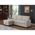 thumbnail image 2 of Pemberly Row Polyester Fabric Reversible Sleeper Sectional Sofa in Beige, 2 of 16