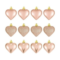 hulanddfd Christmas Tree ornaments - Set of 12pcs 1.77" Heart-Shaped Pendant Shatterproof Hanging Balls Decoration for Xmas Tree and Wedding Party Gifts for Valentine Gold