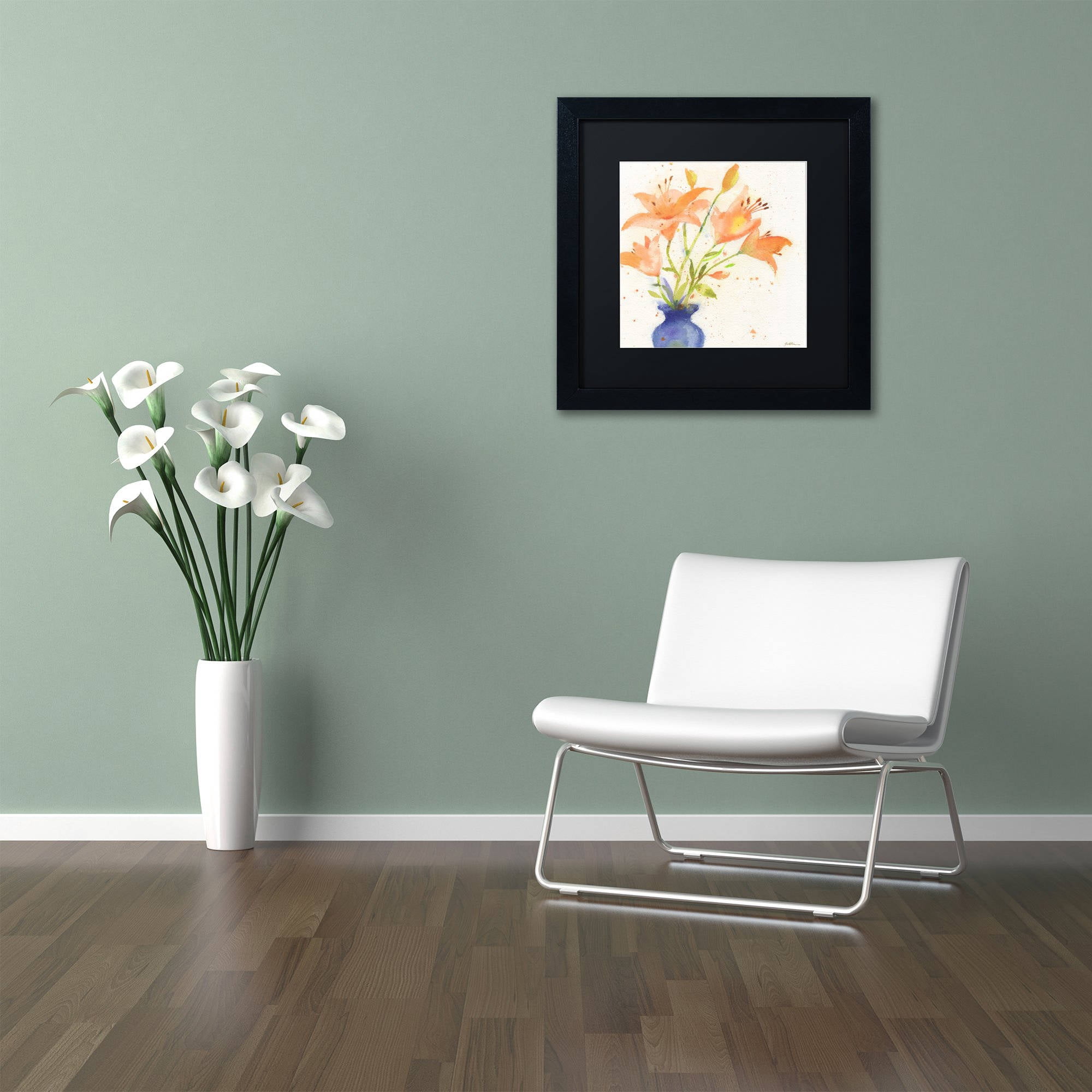 Trademark Fine Art "Tiger Lily Bouquet" Canvas Art by Sheila Golden, Black Matte, Black Frame