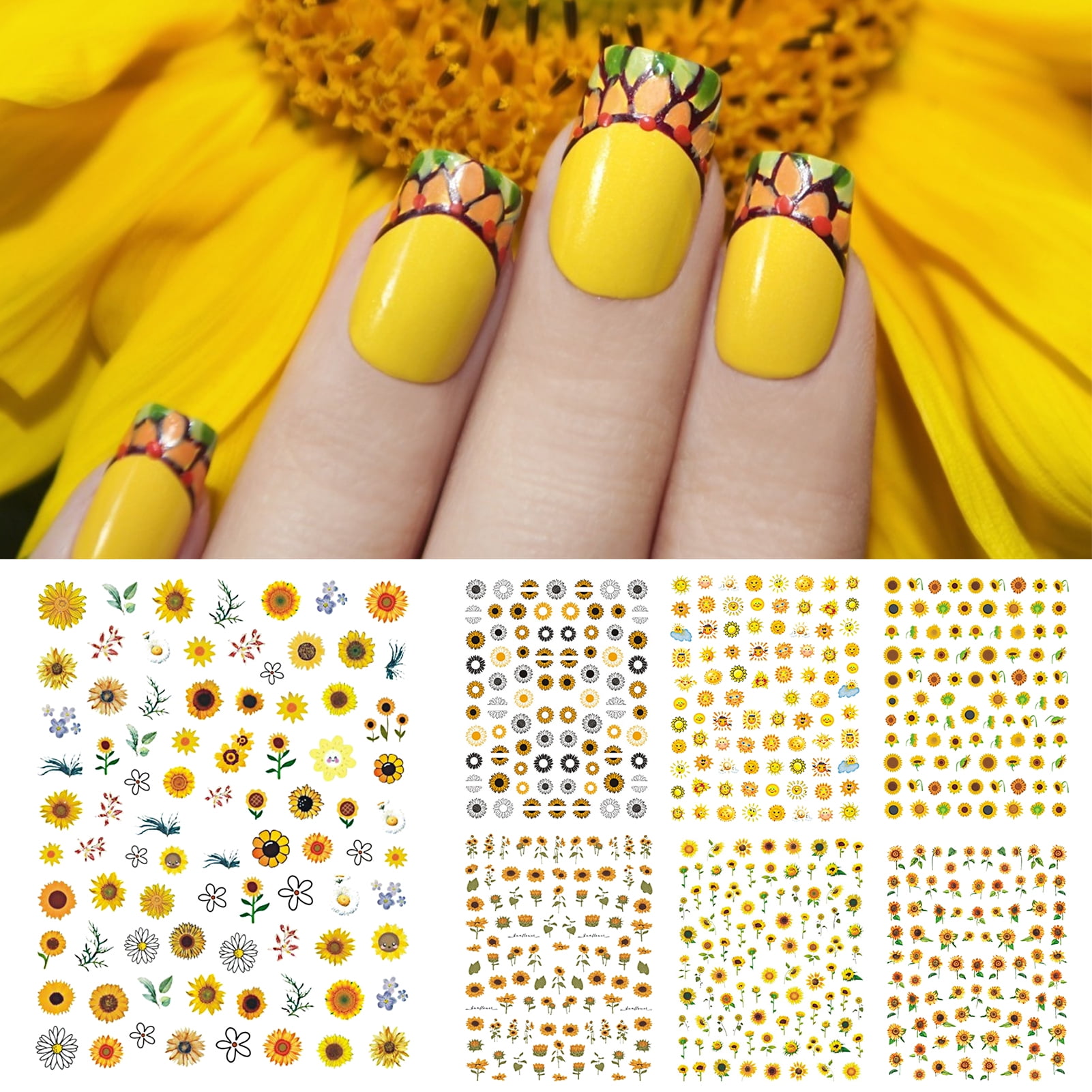 1pcs Sunflower Nail Art Stickers Butterfly Flower Water Transfer Decals 3D  DIY Nail Decorations Sliders Manicure Accessories - AliExpress