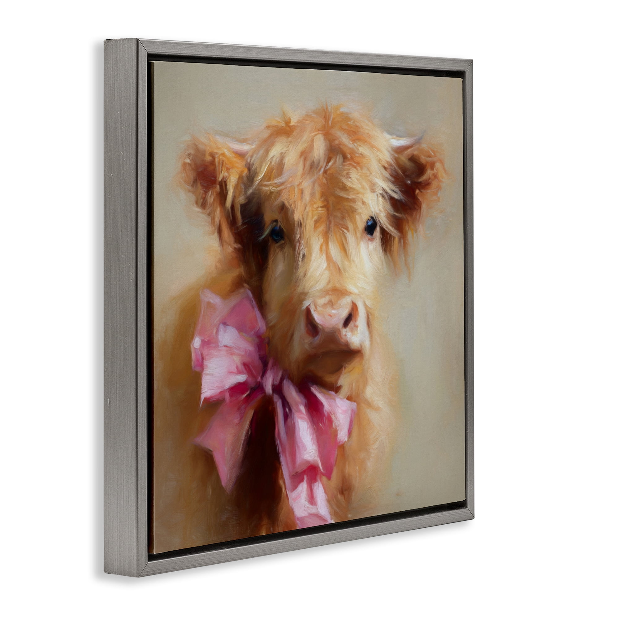 Stupell Industries Little Highland Sweetheart Gray Framed Floater Canvas Wall Art, design by Tina LeCour