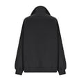 thumbnail image 5 of ClodeEU Womens Fleece Oversized Sweatshirts,Long Sleeve Half Snap Stand Collar Pullover Tops Black,Womens Plus M, 5 of 8