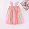 thumbnail image 2 of Bearichfupo Toddler Girls Fly Sleeve Rainbow Tie Dye Tulle Princess Dress Dance Party Dresses Clothes, Sizes 18-24 Months, 2 of 4