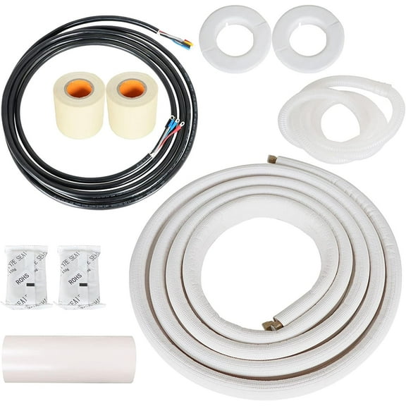 16FT Air Conditioning Copper Tubing Hose Extension 1/4" and 1/2" Twin Copper Hoses Insulated Copper Hoses Fit for Mini Split Air Conditioner