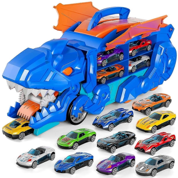Toddler Truck Toys for 3 4 5 6 Years Old Boys, Toys Cars Track Set Dinosaur Transporter Truck , Transforms into Dino, Toddler Car Toys Set for Kids Bo