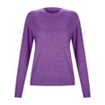 thumbnail image 4 of Ediodpoh Women Casual Loose Fit Knitted Pullover Sweater Low Cut Round Neck Lightweight Top Fall Winter Fall Sweaters for Women Dark Purple M, 4 of 7