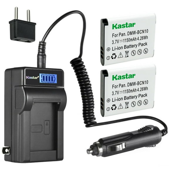 Kastar 2-Pack DMW-BCN10 Battery and LCD AC Charger Compatible with Panasonic DMW-BCN10 DMW-BCN10E, DMW-BCN10GK DMW-BCN10PP Battery, Panasonic DMC-LF1, Panasonic DMC-LF1K, Panasonic DMC-LF1W Camera