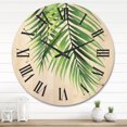 thumbnail image 2 of Designart 'Tropical Palm Branches' Tropical Wood Wall Clock, 2 of 5