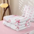 thumbnail image 5 of Homewish Girls Bowknot Zipper Twin Comforter Sets with Fitted Sheet and 2 Pillowcases,Pink Polka Dots Bow Zipper Bedding Set,Pink Reversible,4 Pieces, 5 of 7