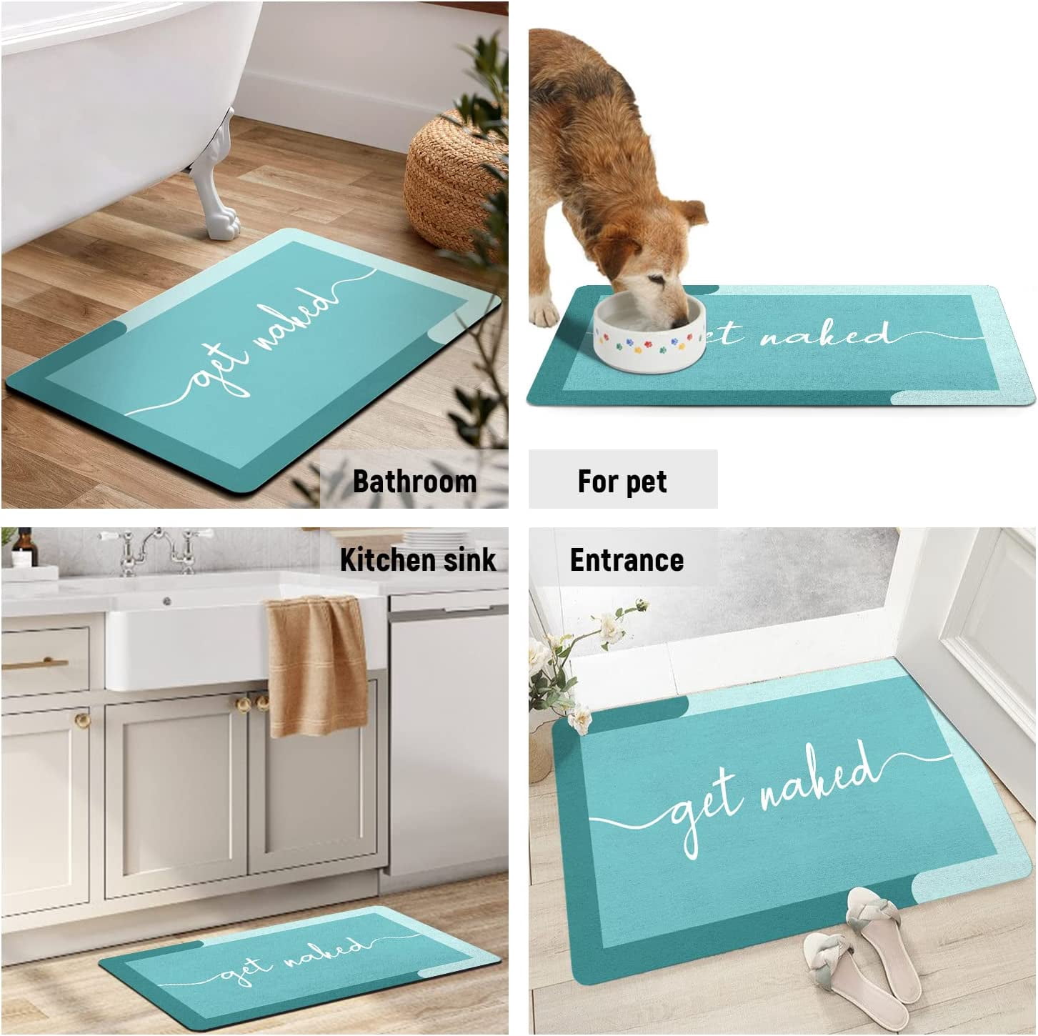 Get Naked Bath Mat Rug,Non-Slip Super Absorbent Bath Mat,Shower Bath Mat for Bathroom,Quick Dry Bath Mat for Bathroom Floor,Tub and Shower,Thin Bathroom Rugs Fit Under Door,16"x24"