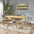 thumbnail image 7 of Noble House Lucca Mid-Century Modern Wood 5 Piece Dining Set, Natural Oak, Dark Grey, 7 of 7