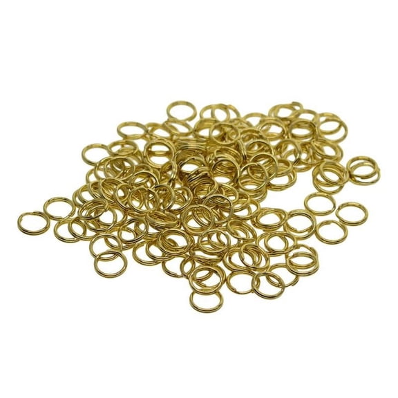 Durable Brass Plated Steel Round Split Key Rings - Bulk Pack of 100- 10mm Diameter Perfect For Connecting Clasps, Charms,